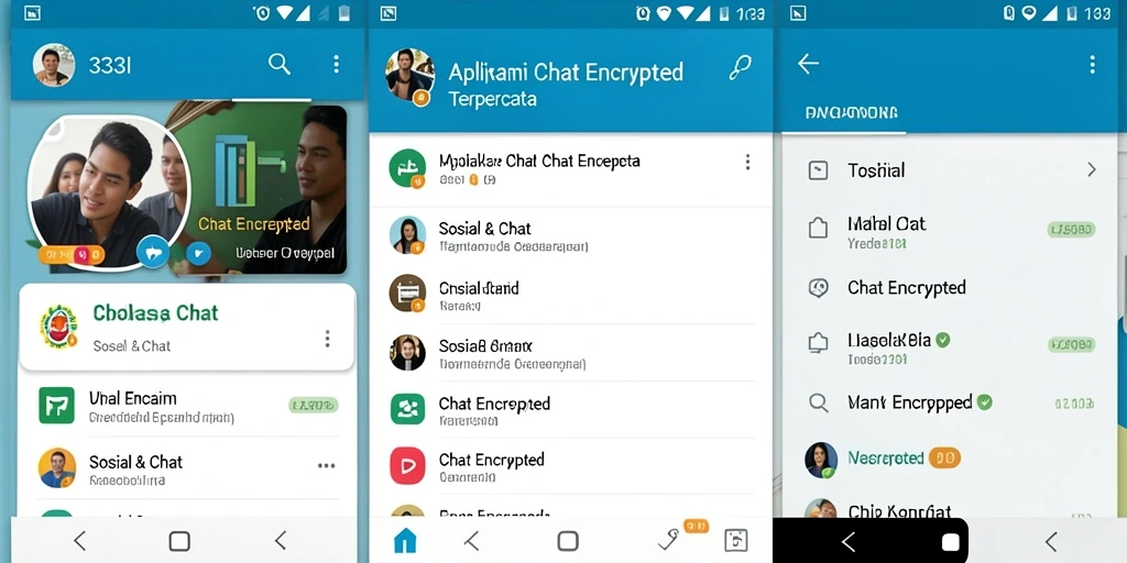 Screenshot antarmuka aplikasi 333I dengan fitur Chat Encrypted yang aman.