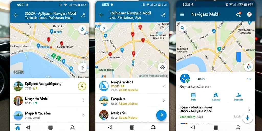 Antarmuka aplikasi Navigasi Mobil yang jelas dan mudah digunakan.